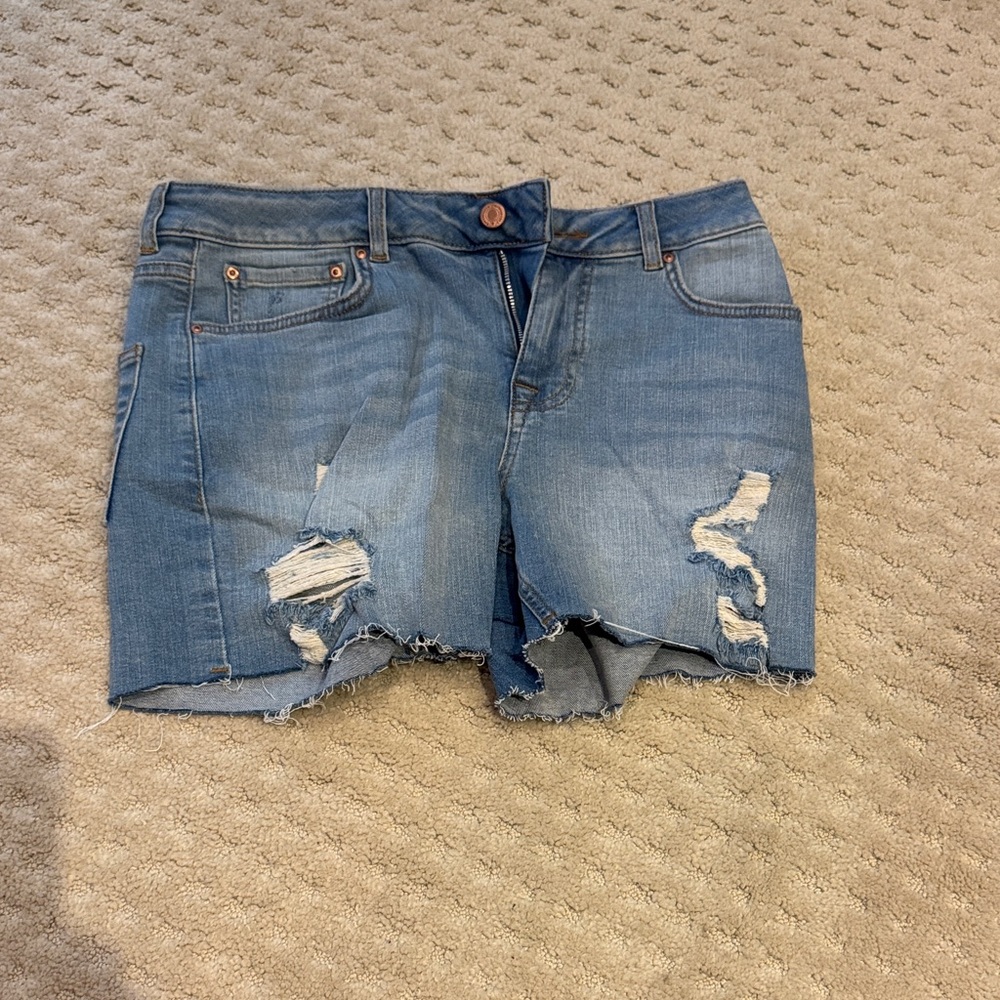 ASOS Blue Distressed Jean Shorts